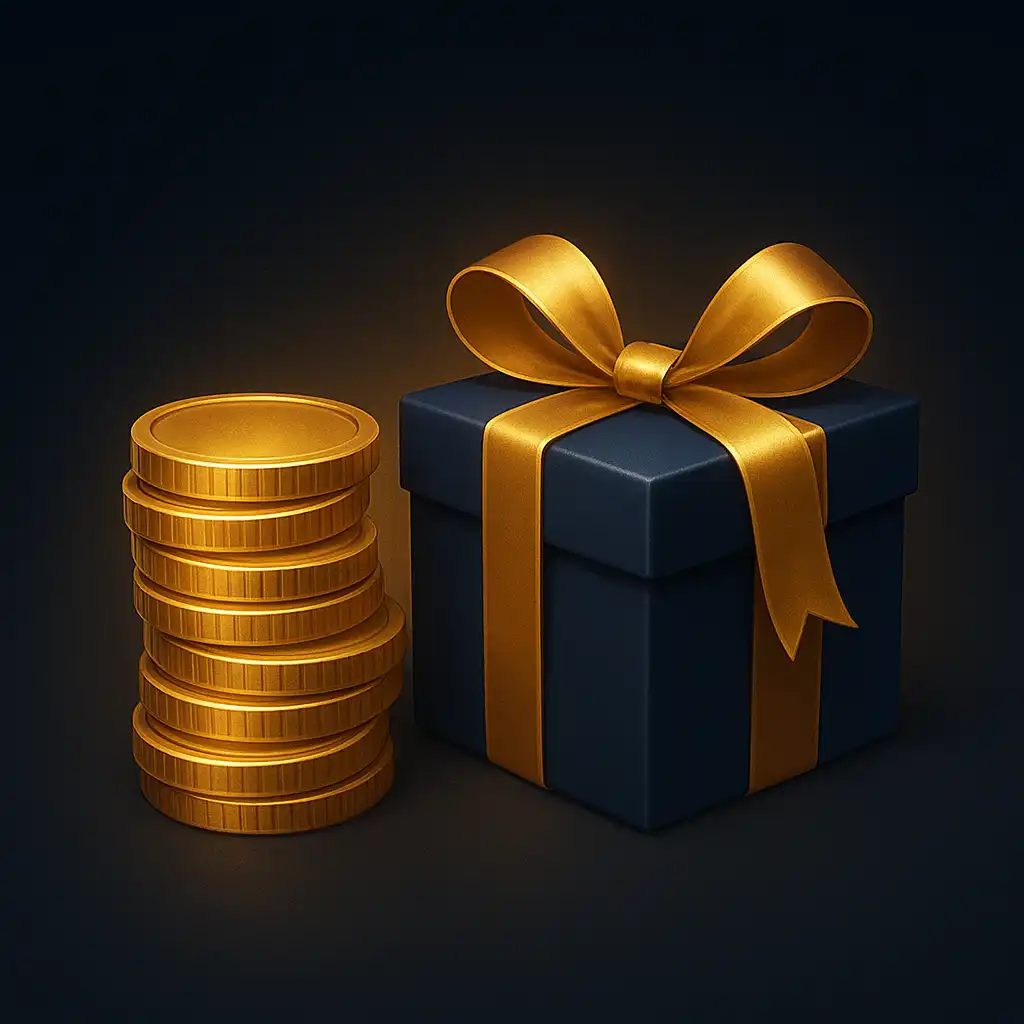 Gift box with coins representing Westio's welcome bonus offer
